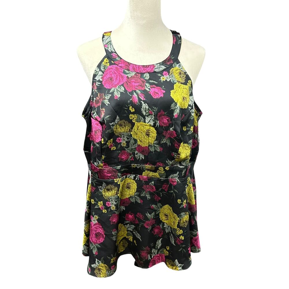 Torrid Floral Jacquard‎ Peplum Tank Top Plus Size 1X Romantic Going Out Feminine